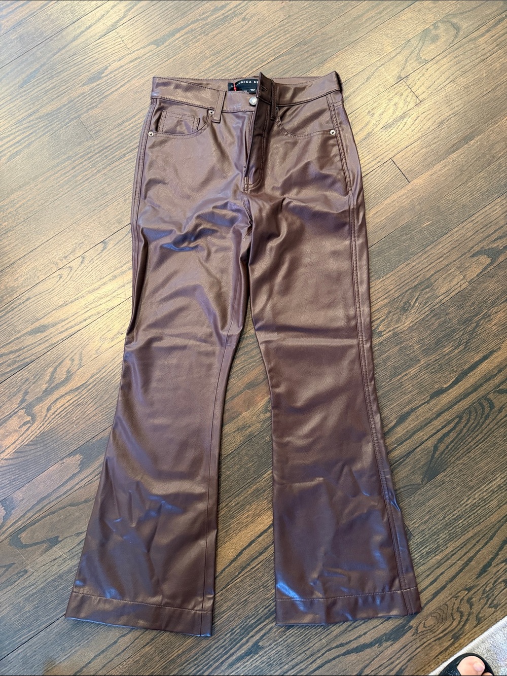 Veronica Beard Brown Faux Leather Trim Jeans